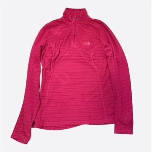 The North Face Fleece 1/4 zip Women’s size Small Red with Stripes